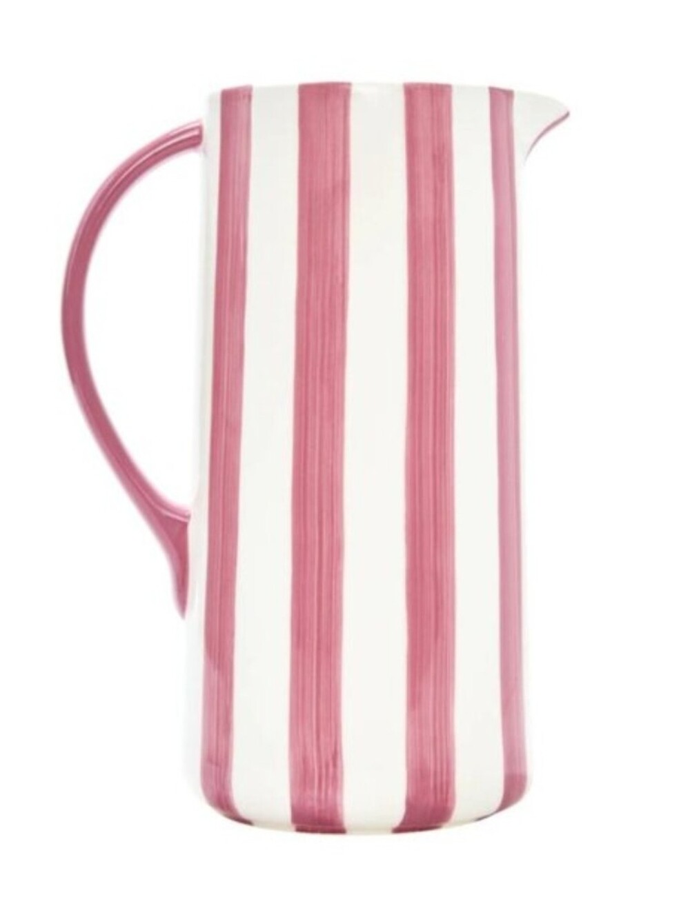 Noon & Moon Pink & White Striped Ceramic Pitcher New In Box Retail $98 - Picture 2 of 12